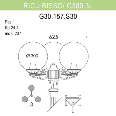 Уличный фонарь Fumagalli Ricu Bisso/G300 3L G30.157.S30.BXE27